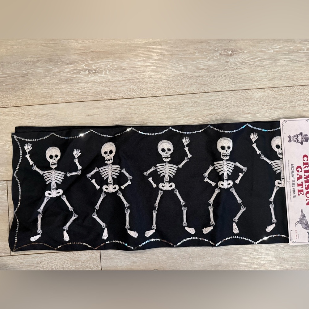 New Halloween/ day of the dead table runner.  Embroidered with sequins. Party